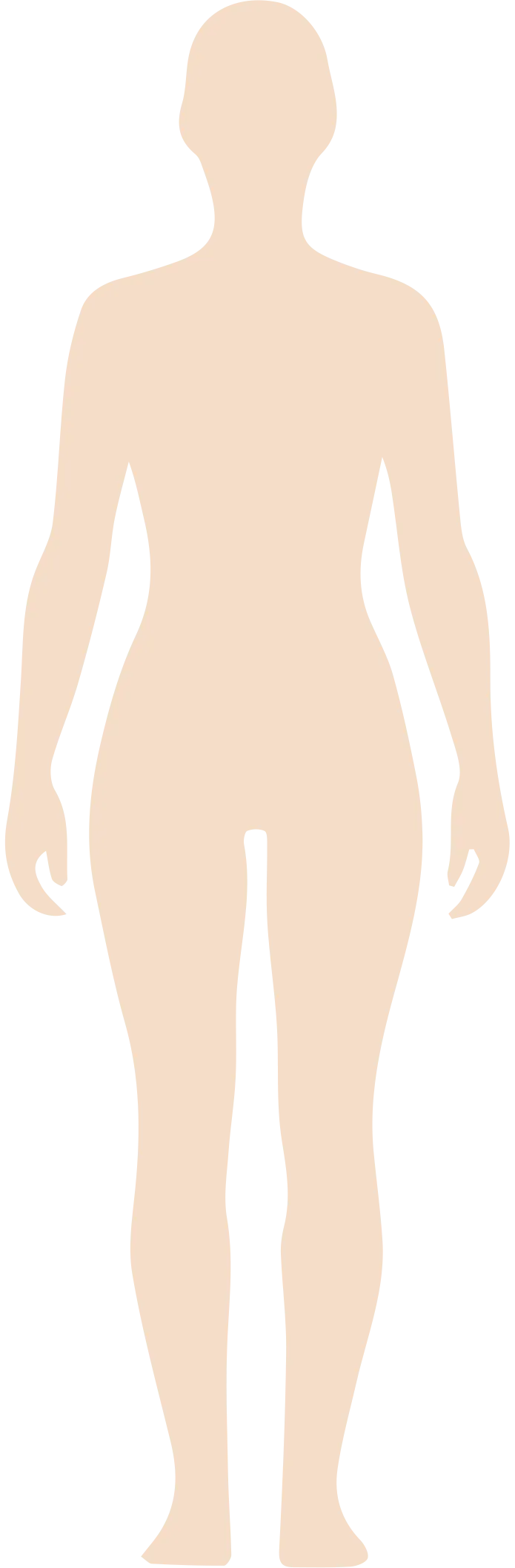 Figura femenina con las zonas de depilación marcadas