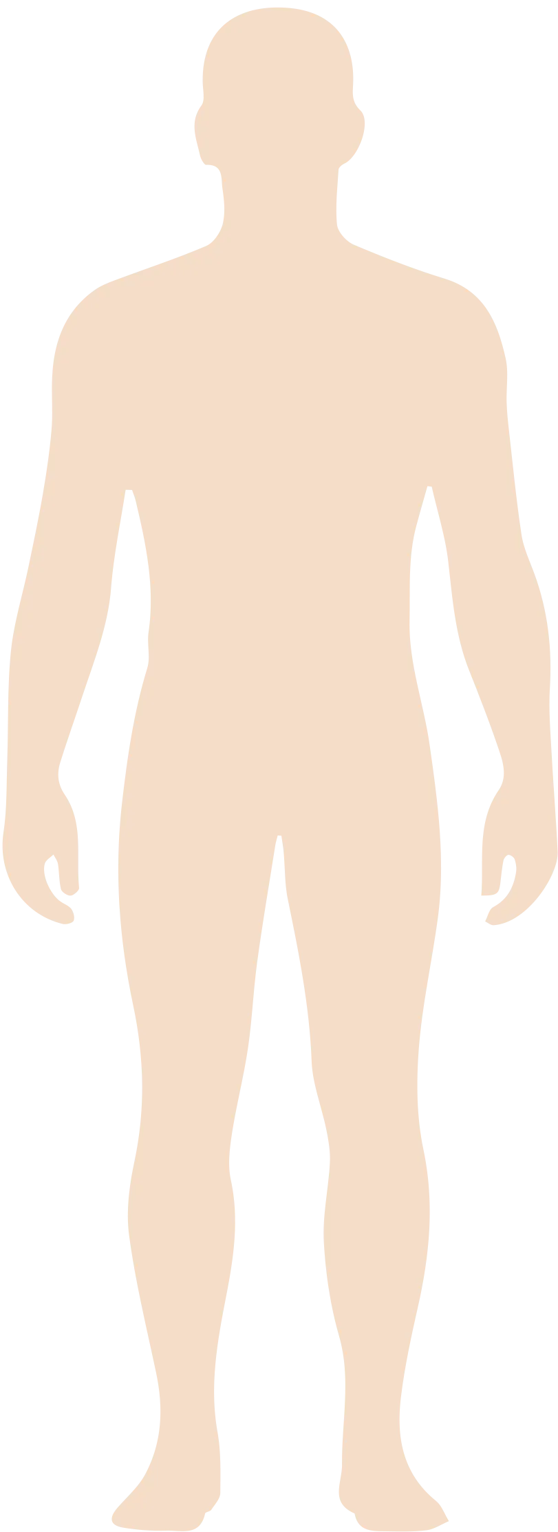 Figura masculina con las zonas de depilación marcadas